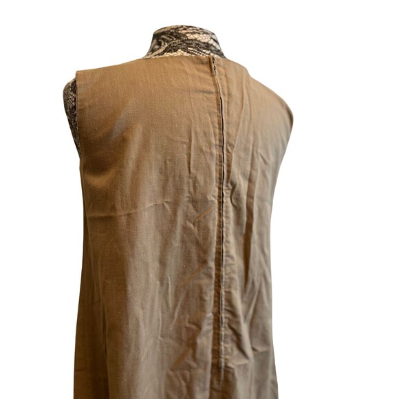 Vintage Style 90s Handmade Pinafore Dress Brown‎ Painted Tulips Cottagecore L - Picture 12 of 15